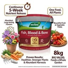 Image of Westland Fish Blood and Bone 8kg Tub Organic Fertiliser Root Fruit Veg Flower