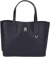 Image of Tommy Hilfiger TH Monogram Tote Bag Mono Embossed Faux Leather Shoulder Satchel