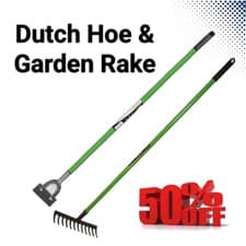 Image of Heavy Duty Stirrup Hoe & Garden Rake Set Long Handle Weeding Tool 140cm