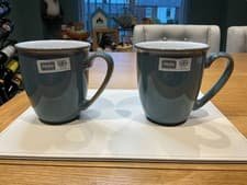 Image of Denby Azure Coffee Beaker / Mug X 2 Stoneware Tableware  Brand New With Tags