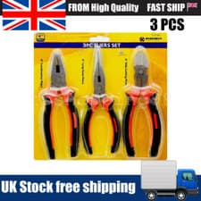 Image of 3x HEAVY DUTY 150mm 6" COMBINATION LONG NOSE SIDE CUTTER CUTTING PLIERS SET