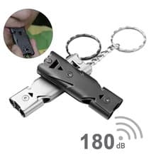 Image of Survival Whistle Double Tube Bursting Sound Whistle Outdoor SOS Whistle Stainles