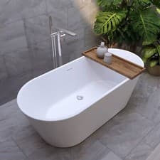 Image of Nuie 1600 x 700mm Oval Freestanding Bath with Waste & Overflow Double Ended Tub