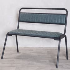 Image of BLUE UPHOLSTERED DINING BENCH 2 SEATER AND 3 SEATER RETRO BENCH