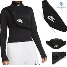 Image of Nike Heritage Bum Bag Cross Body Adult Black Zip Pocket Hip Waist Travel Pouch