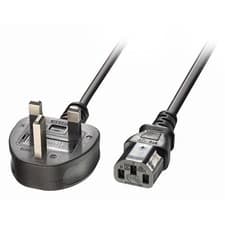 Image of Lindy 3m UK 3 Pin Plug To IEC C13 Mains Power Cable Black