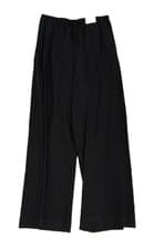 Image of M&S Women's Trousers Black Wide Leg Drawstring Waist Pockets Linen Blend New