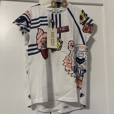 Image of Kenzo Kids Girls White Print Tshirt Aged 7-8 Years BNWT