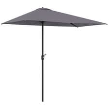 Image of Outsunny Balcony Half Parasol Semi Round Umbrella Patio Crank Handle (2.3 m