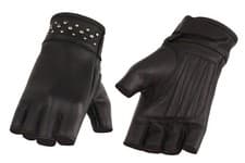 Image of Milwaukee Leather MG7761 Ladies Leather Fingerless Gloves Black Tan Grey Colors