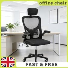 Image of Ergonomic Office Chair + Headrest, High Back Mesh Task Chair, Breathable Black