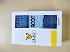 Image of NEW Lyle & Scott 2XL 3 Pack Mixed Blues Colours Boxer Trunks Cotton Stretch