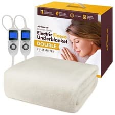 Image of Airsenz Double Fleece Electric Blanket Fully Fitted Heated Mattress Cover Timer