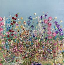 Image of An ORIGINAL ABSTRACT ACRYLIC TEXTURED FLORAL PAINTING On Large 80 x 80cm Canvas