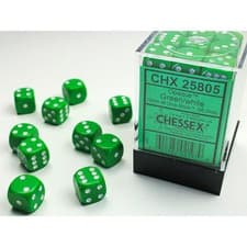 Image of Chessex - Opaque 12mm D6 Dice Block - Green w/White