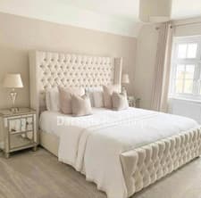 Image of Kieva Gaslift Ottoman Storage chesterfield Wing Bed Frame Small Double King Size