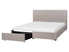Image of Fabric EU King Size Bed with Storage Light Grey LA ROCHELLE