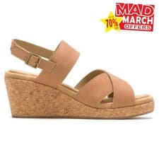 Image of Hush Puppies Willow X Band Womens Sandals Summer Wedge Platform Sandals Tan