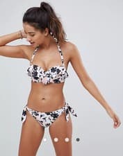 Image of Boux Avenue Singapore Flounce Bikini Size 36 DD & Size 10 tie side bnwt