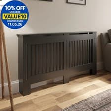 Image of Radiator Cover Wall Cabinet Medium MDF Wood Anthracite Vertical Style 1520x815mm