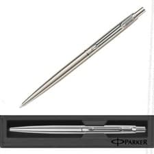 Image of PERSONALISED ENGRAVED PARKER CLASSIC STEEL SILVER BALL POINT PEN -CHRISTMAS GIFT