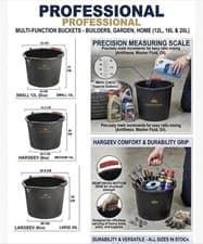 Image of Heavy Duty Plastic Storage Bucket - 12L/16L/20L Stackable Garage Organiser Pail