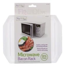 Image of Microwave Bacon Rack Crisper Tray Microwaveable Cook Healthy Fat Drainer Plastic