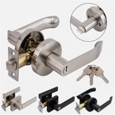 Image of Home Entry Lever Three-Handle Door Lock Set Bathroom Entrance Passage and Keys