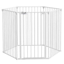Image of PawHut 2 in 1 Dog Pen, Safety Pet Gate, 6 Panels, for Medium Dogs, 90Hcm - White