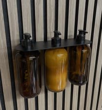 Image of Triple Wall Mounted Soap Shampoo Dispenser Bracket Black