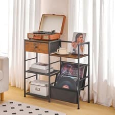 Image of Record Player Stand End Table w/ Vinyl Storage Vinyl Record Storage Side Table