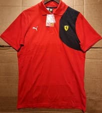 Image of Puma Ferrari Classic Logo 100% Cotton Polo Shirt, Size: Medium in Red - BNWT