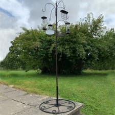 Image of Metal Complete Bird Feeding Station with 4 Feeders & Round Metal Patio Stand