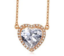 Image of (JW019) Gold-Plated Necklace with AAA-Grade Heart-Shaped Cubic Zirconia Pendant