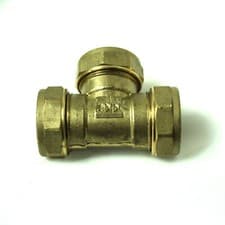 Image of 22mm EQUAL TEE BRASS COMPRESSION FITTING - YOU CHOOSE QUANTITY
