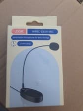 Image of LOGIK LDMIC23 Desktop Microphone Black, Wired Desk Mic 3.5mm Plug opened, Unused