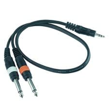 Image of 3.5mm Stereo Plug to Twin 2 x 6.35mm 1/4 Mono Jack Plug Splitter Y Cable Lead