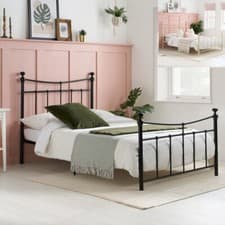 Image of Traditional Metal Bed, Emily Black or White High Foot End, Size/Mattress Options