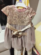 Image of 🔥👗£15 Monsoon Party Dress 0 To 3 Months Pink Gold Sequins Sash New Tags RRP£50