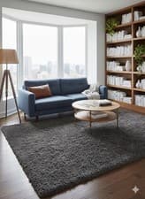 Image of Grey Charcoal Sparkle Shaggy Rug 150x220cm,Premium Belgravia, Soft Pile RRP£380