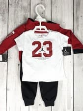 Image of Air Jordan Baby Boy Jogger Set, Red & Black 3-PC Set; Size 3-6m, NWT 0243