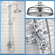 Image of Edwardian Traditional Shower Dual Exposed Chrome Thermostatic Shower Mixer Valve