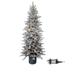 Image of 5Ft Pre Lit Christmas Tree Piedmont Pine Snow Flocked Warm White LED Xmas Decor