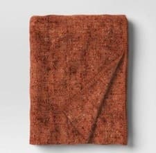 Image of Threshold 60x50" Marled Boucle Textured Wool Cozy Throw Blanket, Orange