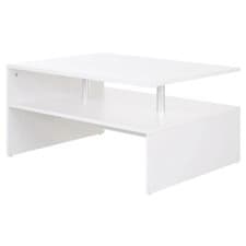 Image of HOMCOM 2 Tier Coffee/End Table Modern Design w/Open Shelf Living Room White