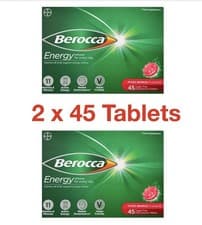 Image of Berocca Effervescent Tablets 2 x 45 Pack Mixed Berries Energy Support BBE 2027