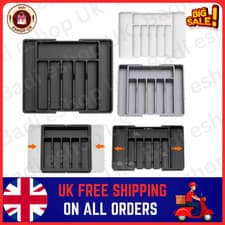 Image of Expandable Plastic Cutlery Tray Kitchen Organiser Drawer Insert Storage Rack UK