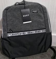 Image of DKNY Grey Black Modern Daypack Backpack Soft Casing with Logo Tag Stylish Design