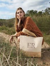 Image of Personalised Bridesmaid Beach Bag With Large Monogram, Hen Party Jute Tote Bag