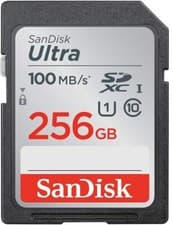 Image of SanDisk 256GB Ultra SDXC card up to 100 MB/s speed UHS-I Class 10 U1 memory card